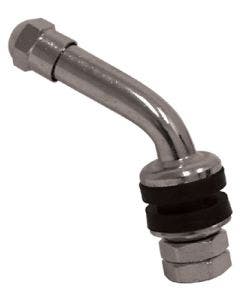 Mid USA Chrome Tubeless Wheel Valve Stem 45 Degree 4 Pack .480" Curved