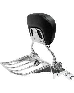 Rivco MV170 Chrome Detach Detachable Backrest & Luggage Rack Harley FLH/T 09-13