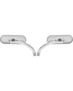 Arlen Ness Micro Chrome Mini Oval Left & Right Side Mirror Harley Metric Pair