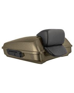 Hogworkz Olive Gold Razor Tour Pack Slim Backrest Black Hardware for Harley® FLH '97-'24