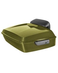 Hogworkz Olive Gold Chopped Tour Pack Slim Backrest Chrome Hardware for Harley FLH '97-'24