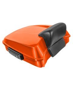 Hogworkz Performance Orange Chopped Tour Pack w/ Slim Backrest Black Hardware for Harley FLH '97-'24
