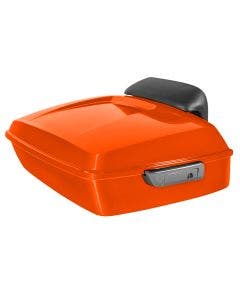 Hogworkz Performance Orange Chopped Tour Pack Slim Backrest Chrome Hardware for Harley FLH '97-'24