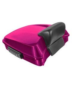 Hogworkz Purple Fire Chopped Tour Pack w/ Slim Backrest Black Hardware for Harley FLH '97-'24