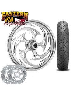 RC Savage Chrome 21" Front Wheel Package Tire Rotors Harley FLH/T