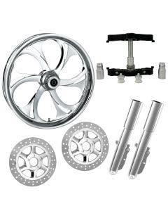 Recoil Chrome 23" Wheel Tire Dual Rotors w/ Raked Triple Trees Lowers & Sliders