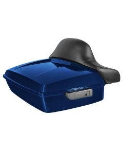 Hogworkz Reef Blue Chopped Tour Pack Full Backrest Chrome Hardware for Harley FLH '97-'24