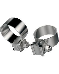 Two Stock Harley 2" OD & 1 7/8" ID & 1" Wide Stainless Muffler Exhaust Clamps Repl OEM 65296-95A