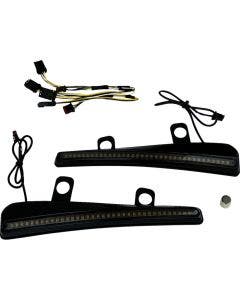 Custom Dynamics Black W/Smoke Lens LED Windshield Trim W/Turn Signals Harley