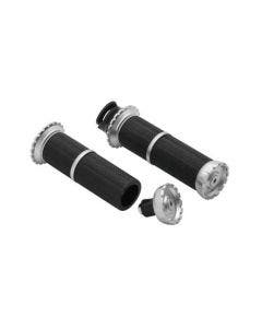 Kuryakyn 3588 Silver Riot Cast Aluminum Handlebar Grips 15-19 Indian Scout