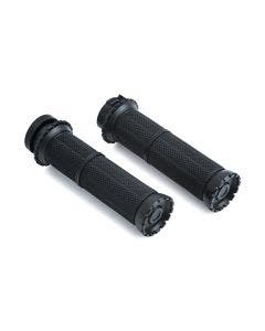 Kuryakyn Riot Satin Black Hand Grips Harley Dual Cable Throttle 84-19