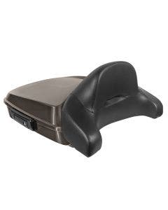 Hogworkz River Rock Gray Chopped Tour Pack Full Backrest Black Hardware for Harley FLH '97-'24