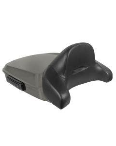 Hogworkz River Rock Gray Denim Chopped Tour Pack Full Backrest Black Hardware for Harley FLH '97-'24
