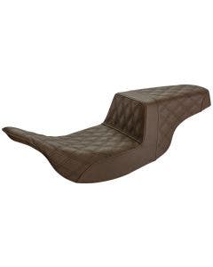Saddlemen Step Up 2-Up Seat Brown Full Lattice Stitched Harley Touring 97-07