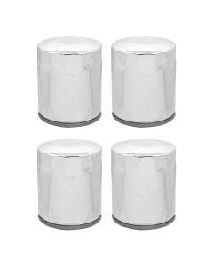 Lot of 4 Chrome 10 Micron Oil Filter Harley Big Twin Cam M8 Repl 63798-99