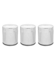 Lot of 3 Chrome 10 Micron Oil Filter Harley Big Twin Cam M8 Repl 63798-99