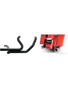 S&S Power Tune True Duals w/ Rinehart 4" Black /Ch Slip On Mufflers Harley FLH/T