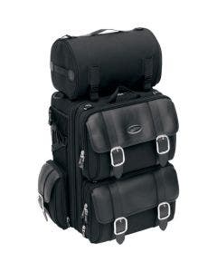 Saddlemen Black S3200DE Deluxe Sissy Bar Large Bag Motorcycle Luggage for Harley