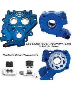 S&S Cycle TC3 Cam Support Plate Oil Pump Kit Redshift Dual Piston Cam Tensioners 310-0732 & 413-901