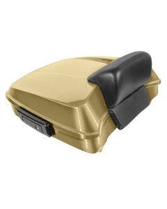 Hogworkz Sand Pearl Chopped Tour Pack w/ Slim Backrest Black Hardware for Harley FLH '97-'24