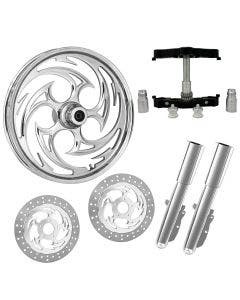 Savage Chrome 23" Wheel Tire Dual Rotors w/ Raked Triple Trees Lowers & Sliders