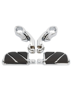 Hogworkz Short Angled Adjustable Highway Foot Pegs & Clamps Chrome  for Harley