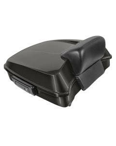 Hogworkz Silver Flux Chopped Tour Pack w/ Slim Backrest Black Hardware for Harley FLH '97-'24