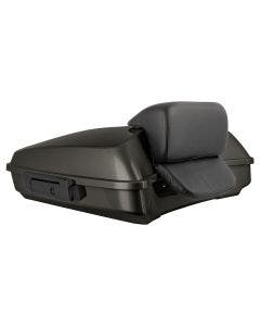 Hogworkz Silver Flux Razor Tour Pack Slim Backrest Black Hardware for Harley® FLH '97-'24