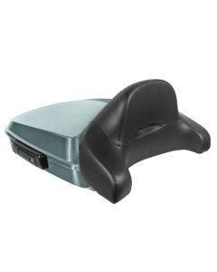 Hogworkz Silver Pine Chopped Tour Pack Full Backrest Black Hardware for Harley FLH '97-'24