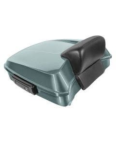 Hogworkz Silver Pine Chopped Tour Pack w/ Slim Backrest Black Hardware for Harley FLH '97-'24
