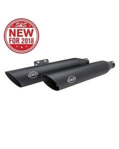 S&S 550-0735 Black Slash Cut RACE Slip-On Mufflers 18-21 Harley Softail M8