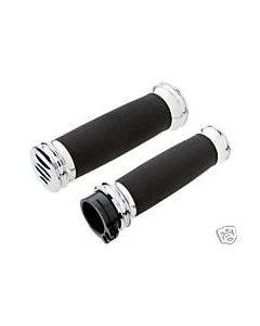 Arlen Ness Scalloped Chrome Soft-Touch Grips for Harley Throttle by Wire Touring
