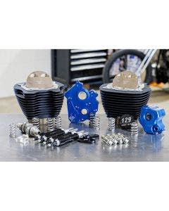 S&S 129" M8 Big Bore Water Cool Power Pack Black Pushrod Cylinders Chain for Harley