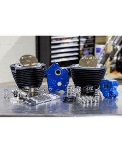S&S 132" M8 Big Bore Oil Cool Power Pack Chrome Pushrod Chain Black for Harley