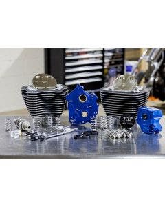S&S 132" M8 Big Bore Oil Cool Power Pack Chrome Pushrod Chain Granite for Harley