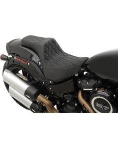 Drag Predator III Double Diamond Black Stitch 2-Up Seat 18-23 Harley Fat Bob FXFB