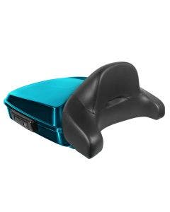 Hogworkz Tahitian Teal Chopped Tour Pack Full Backrest Black Hardware for Harley FLH '97-'24