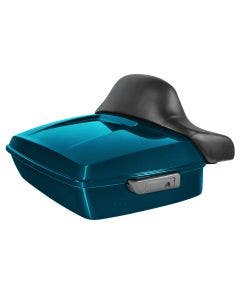 Hogworkz Tahitian Teal Chopped Tour Pack Full Backrest Chrome Hardware for Harley FLH '97-'24