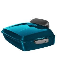 Hogworkz Tahitian Teal Chopped Tour Pack Slim Backrest Chrome Hardware for Harley FLH '97-'24