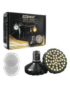 XK Glow Clear White/Amber LED Turn Signal Indicator Lens Kit Harley Bullet 1157