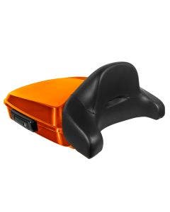 Hogworkz Tequila Sunrise Chopped Tour Pack Full Backrest Black Hardware for Harley FLH (2012)