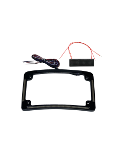 Custom Dynamics Black Radius License Plate Frame Red LEDs W/ Tag Light