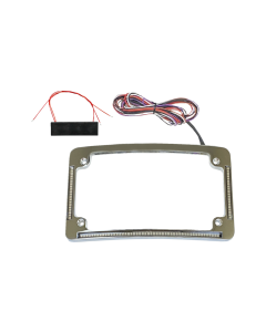 Custom Dynamics Chrome Radius License Plate Frame Red LEDs W/ Tag Light