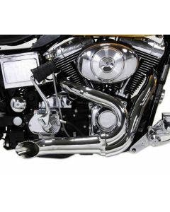 Chrome Wyatt Gatling 2 into 1 Exhaust Lake Pipe Header Harley Chopper 18mm O2