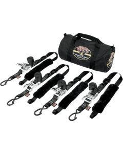 PowerTye Black Fat Strap Motorcycle ATV Tie Downs 4 1.5" 1000 Lb Trailer Straps