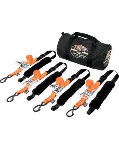 PowerTye Orange Black Fat Strap Motorcycle ATV Tie Downs 4 1.5" 1000 Lb Trailer Straps