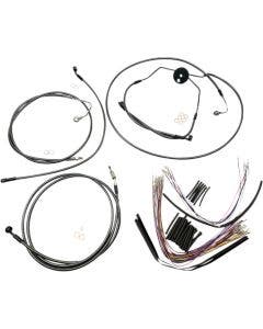 Magnum Black Pearl Handlebar Cable Install Kit 15-17 inch Rise Apes Harley 08-12
