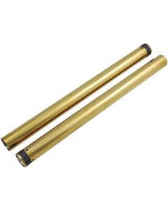 Pro-One Hard Gold 49MM Fork Tube Pair 24.875 Length Harley Touring 14-22