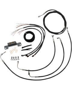 LA Choppers Cable & Wire Kit Standard 12-14 Bars Black No ABS Harley M8 17-Up