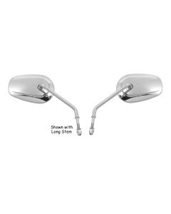 Chrome Tapered Short Stem Mirrors 47039 & 47040 Harley Repl 91840-03B 91845-03B